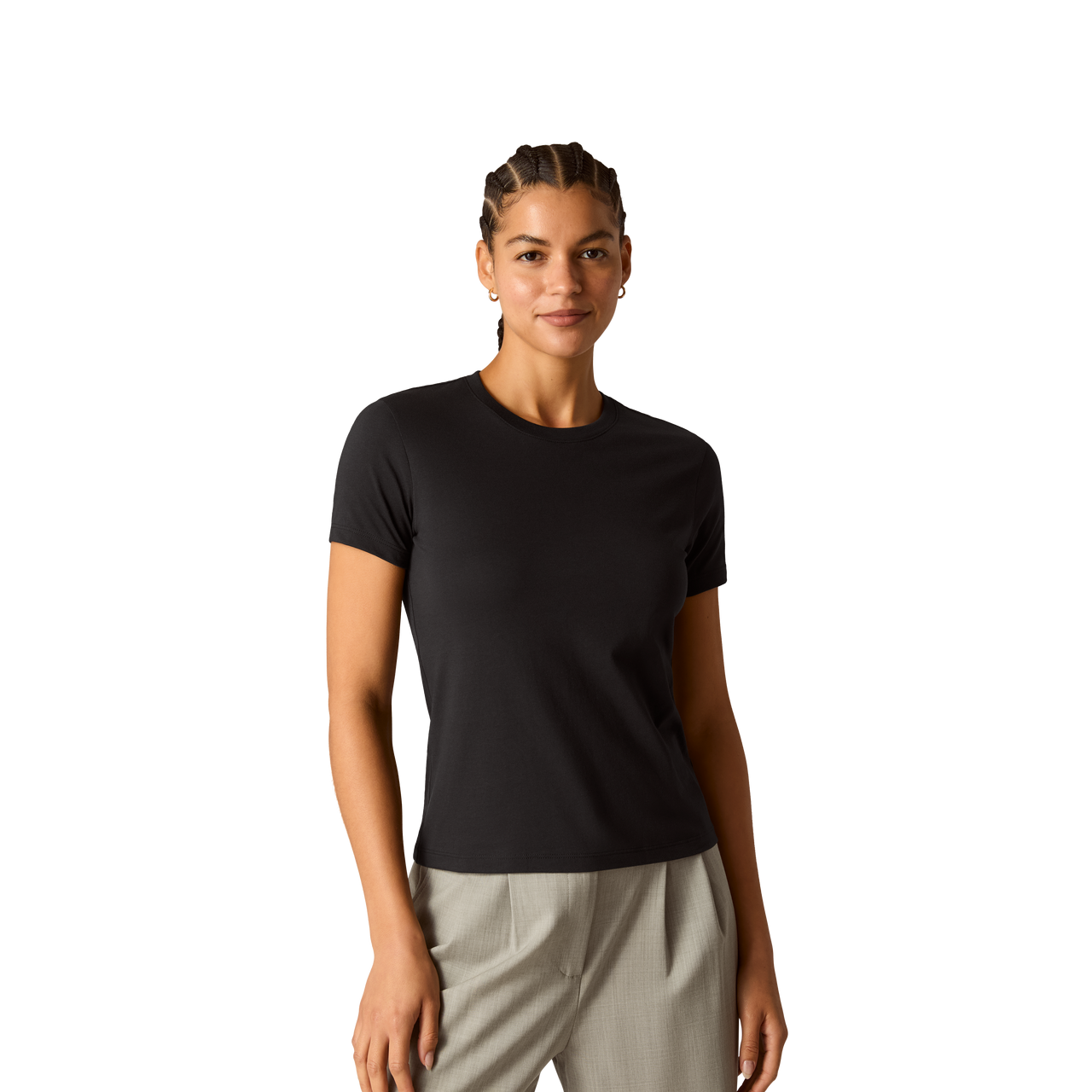 Pima Cotton Slim Crew Neck T-Shirt - Black WO3 [8528]