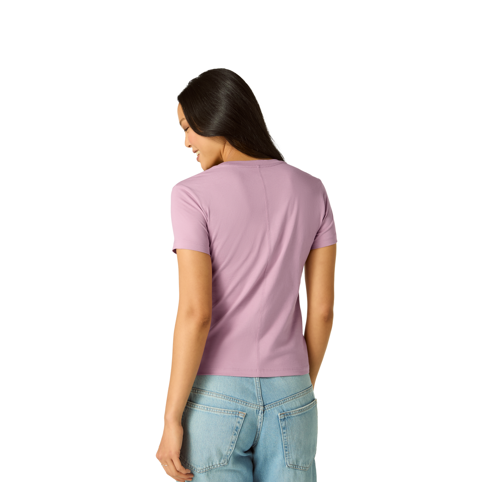 Women's Slim Fit Pima Cotton Crew Neck T-Shirt - Mauve WO2 [8528]