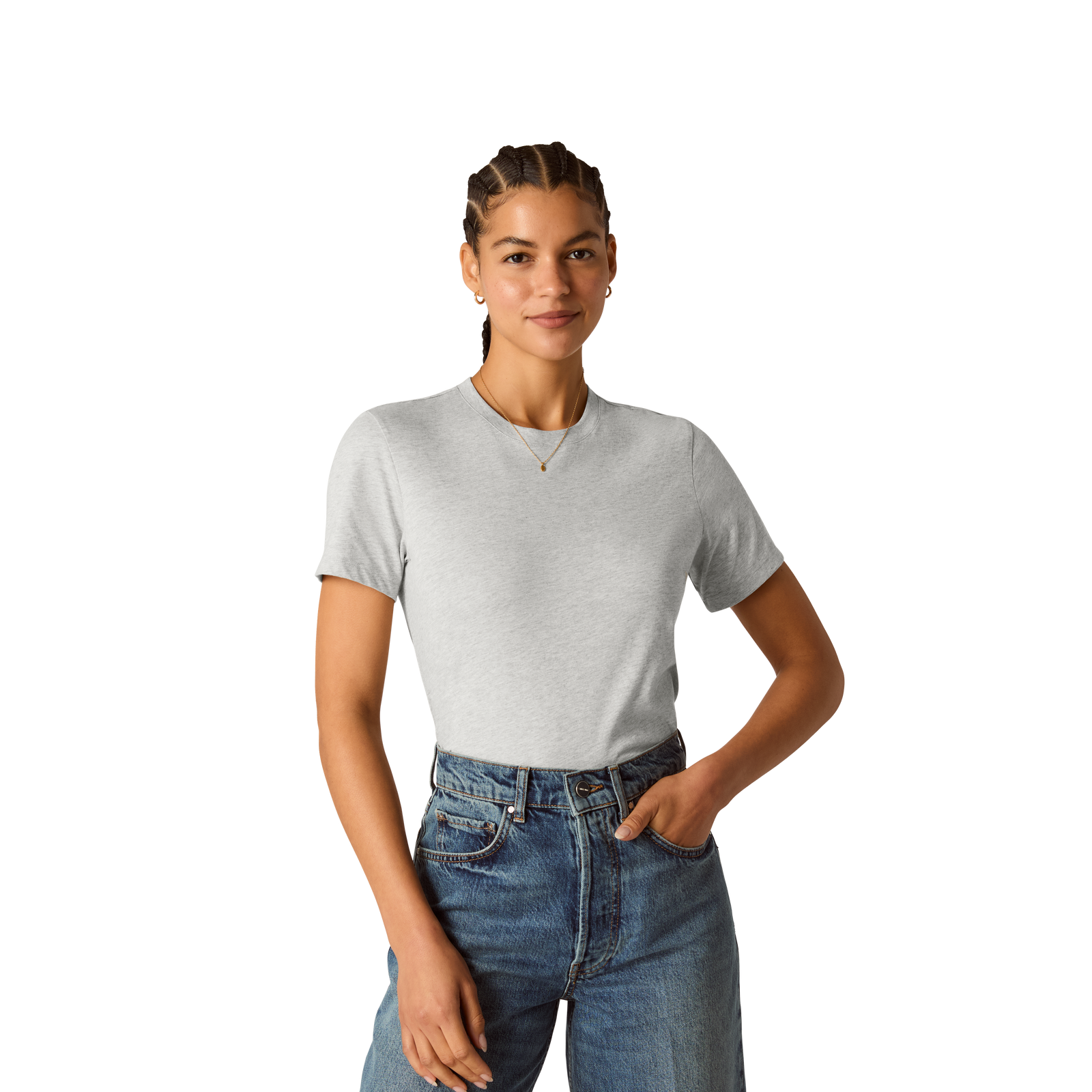 Pima Cotton Crew Neck T-Shirt - Varsity Grey Heather WO4 [8530]