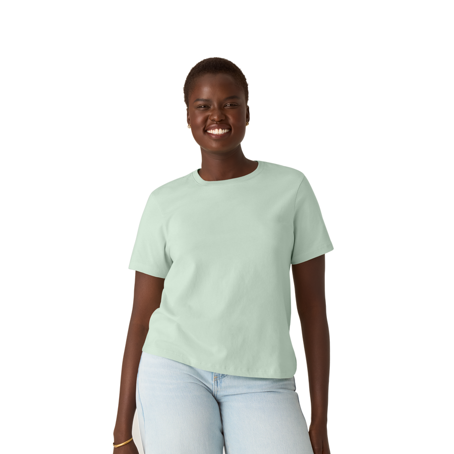 Women's Pima Cotton Crew Neck T-Shirt - Soft Morning Ready