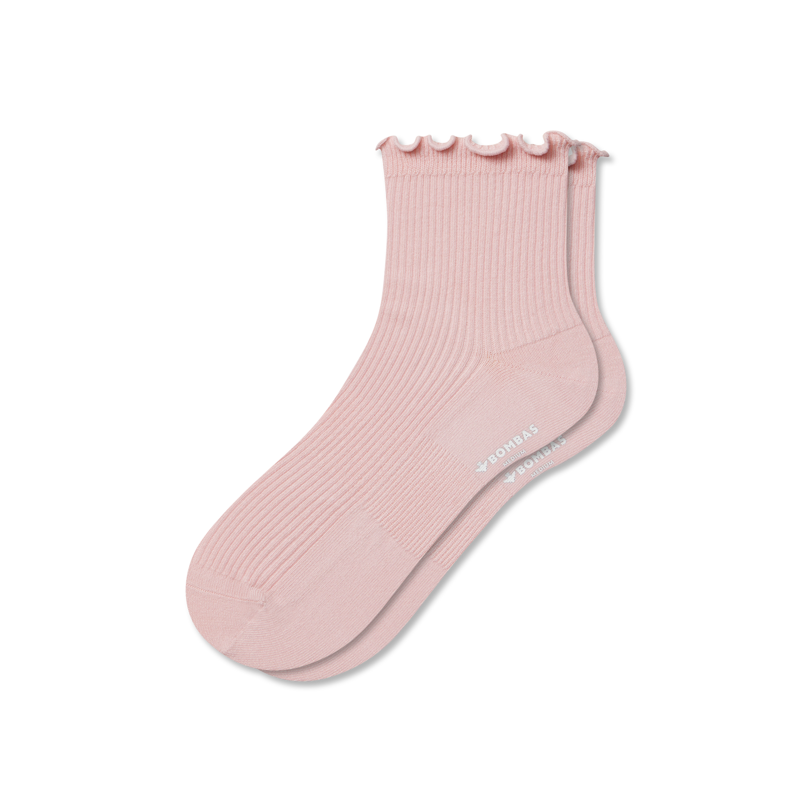Ruffle Rib Quarter Socks - pale pink L [8562]