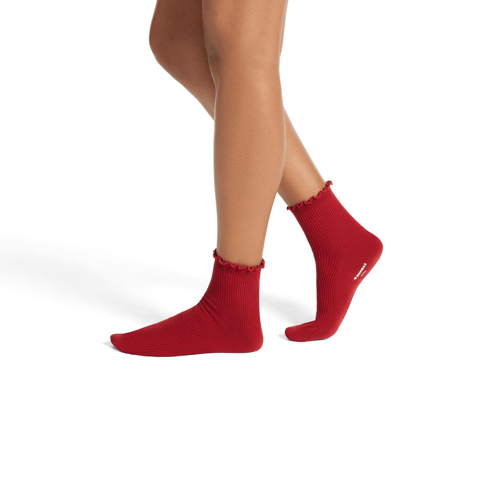 Women's Frilly Rib Quarter Socks - Rich Crimson WO2 [8562]