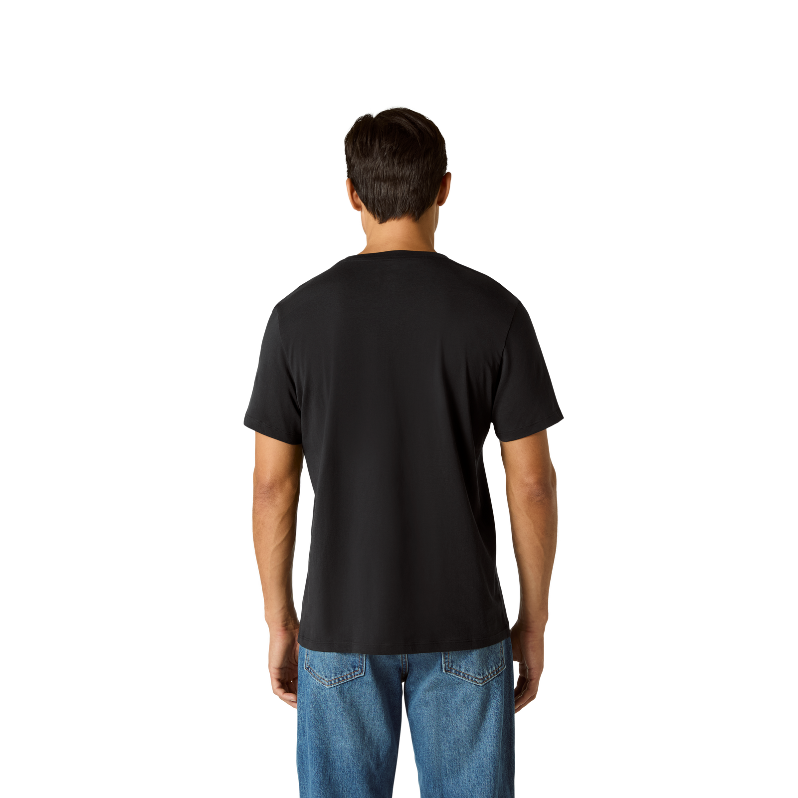 Pima Cotton V-Neck T-Shirt - Black MO3 [8758]