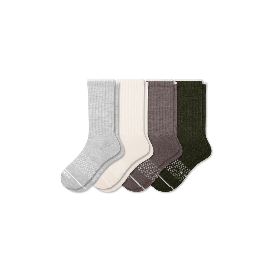 Men's Merino Wool Blend Calf Sock 4-Pack - Daily Court Rotation