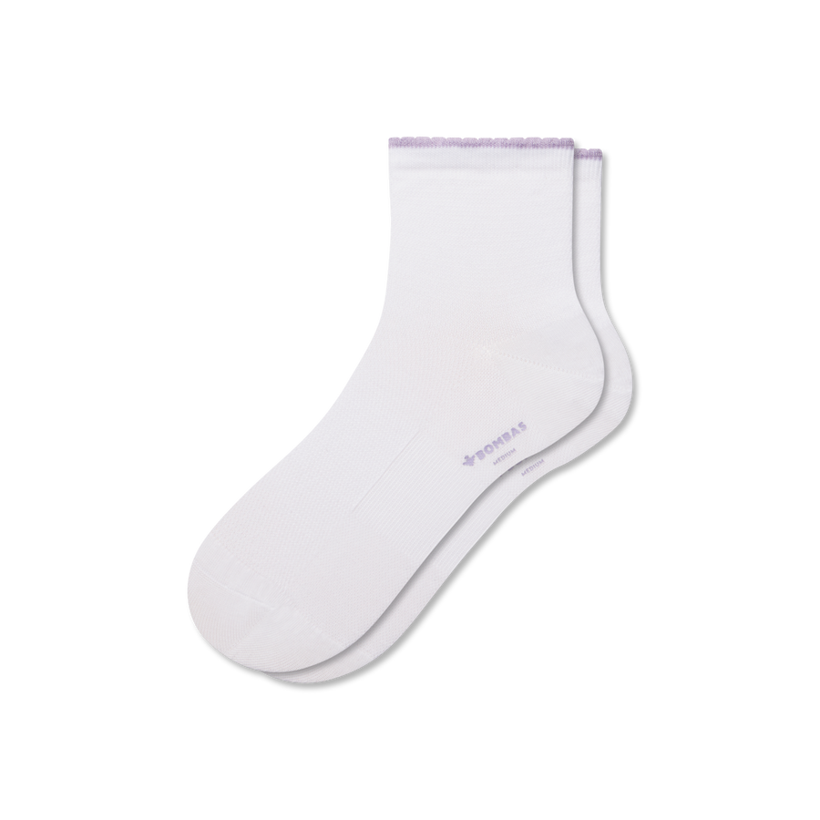 Women’s Scallop Cuff Quarter Socks - Cushion Run Comfort
