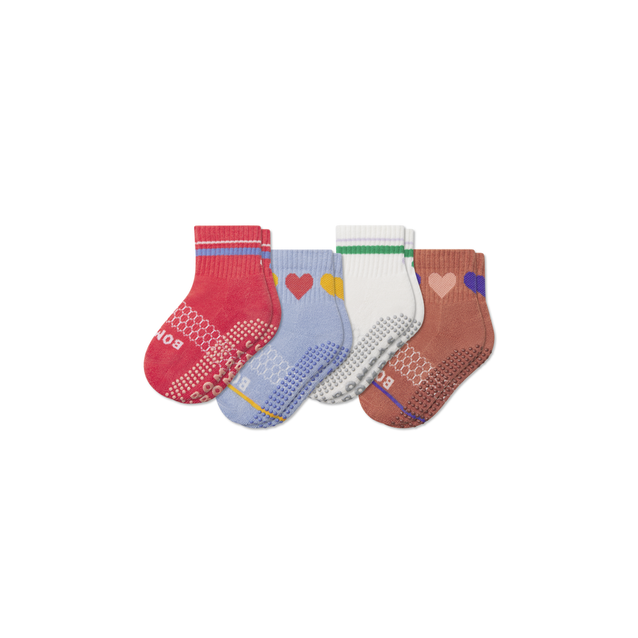 Toddler Hearts Gripper Calf Sock 4-Pack - Cozy Weekend Wear