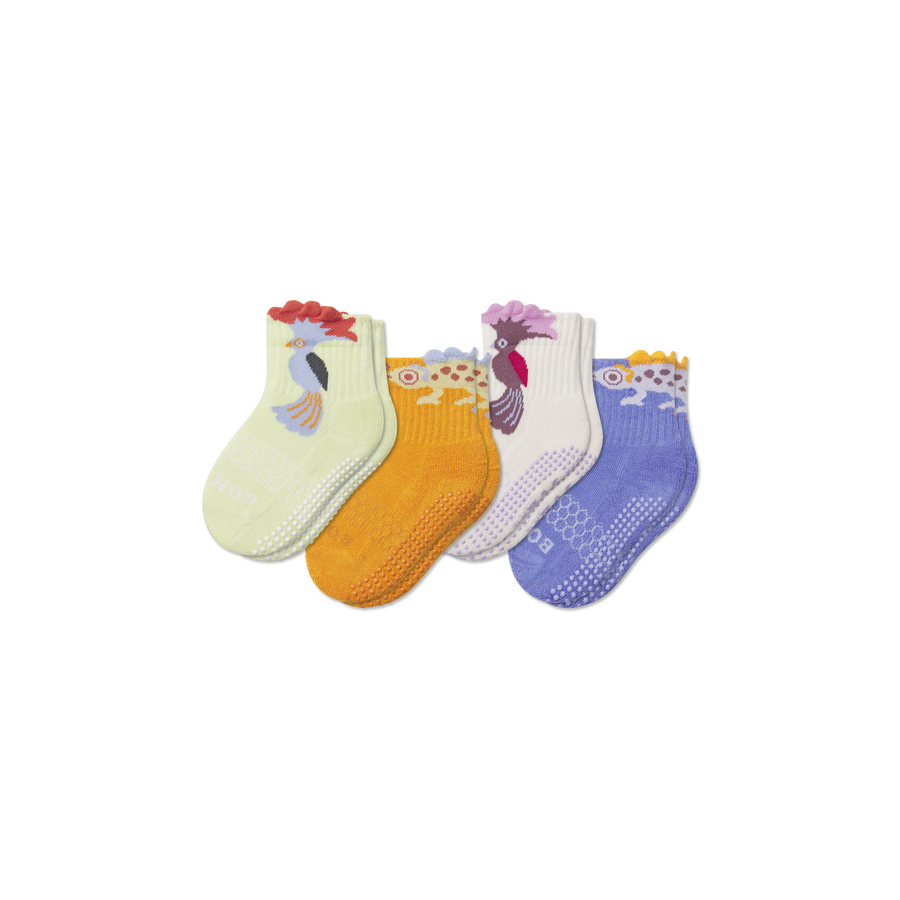 Toddler Rainforest Friends Gripper Calf Sock 4-Pack - Active Travel Rotation