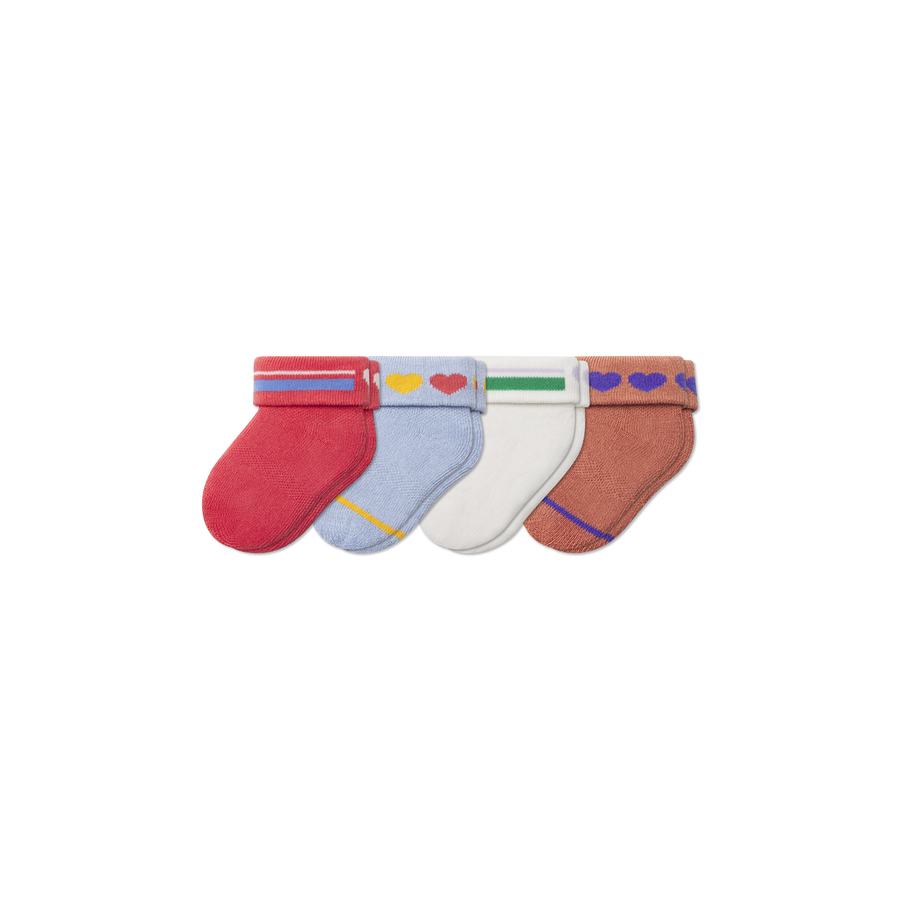 Baby Hearts Sock 4-Pack (0-6 Months) - Studio Hike Step