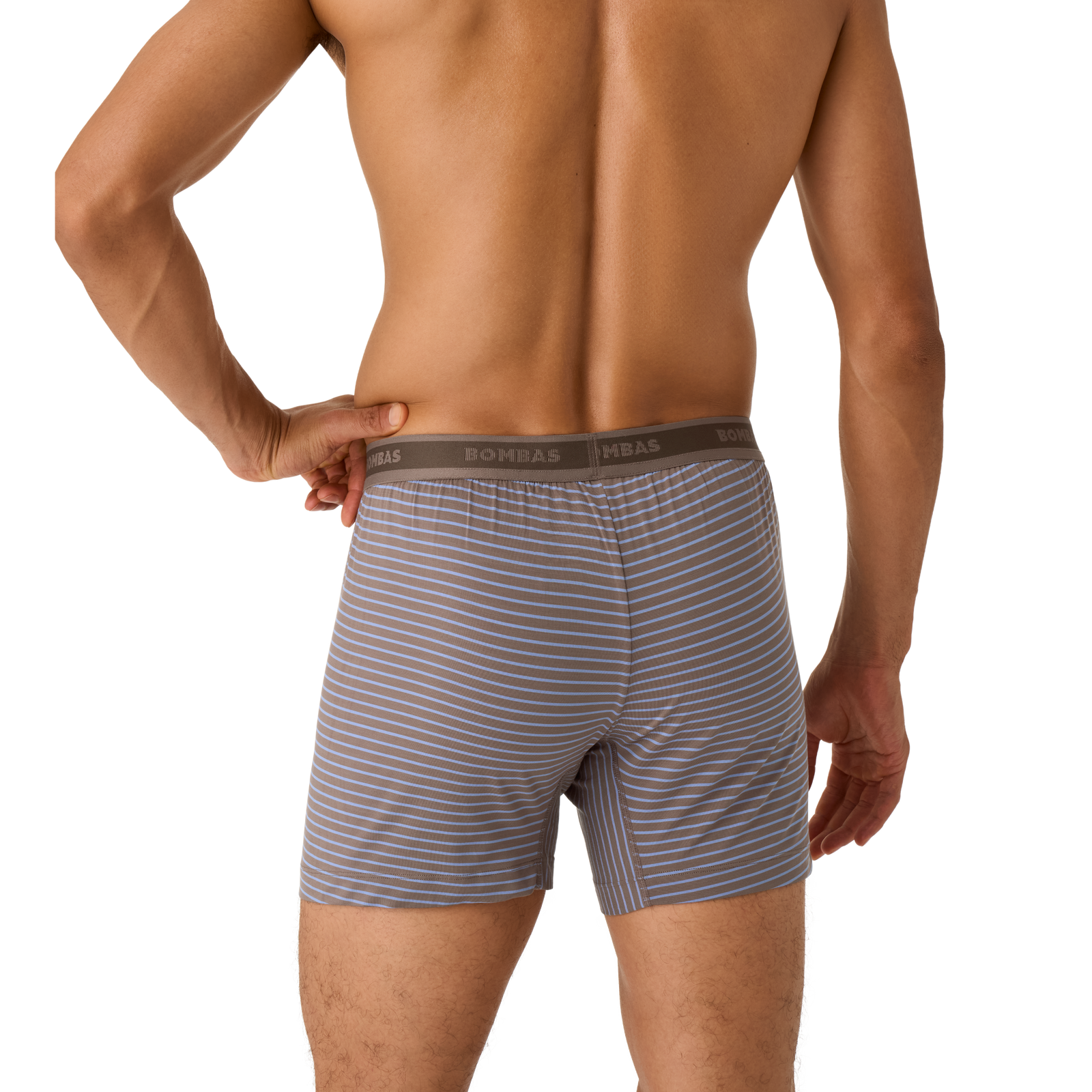 Men's Soft Flex Slim Boxer Short - Mushroom Grey / Oyster Blue Stripe MO2 [8968]