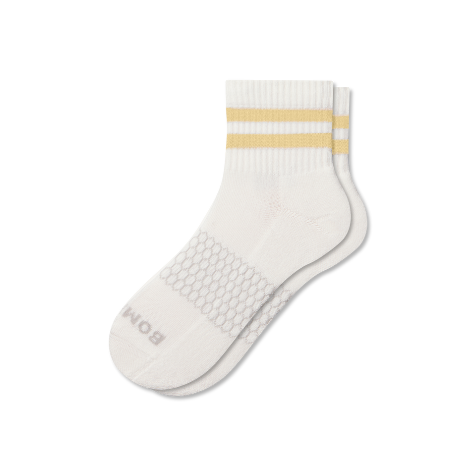 Women's Vintage Stripes Quarter Socks - meringue L [9006]