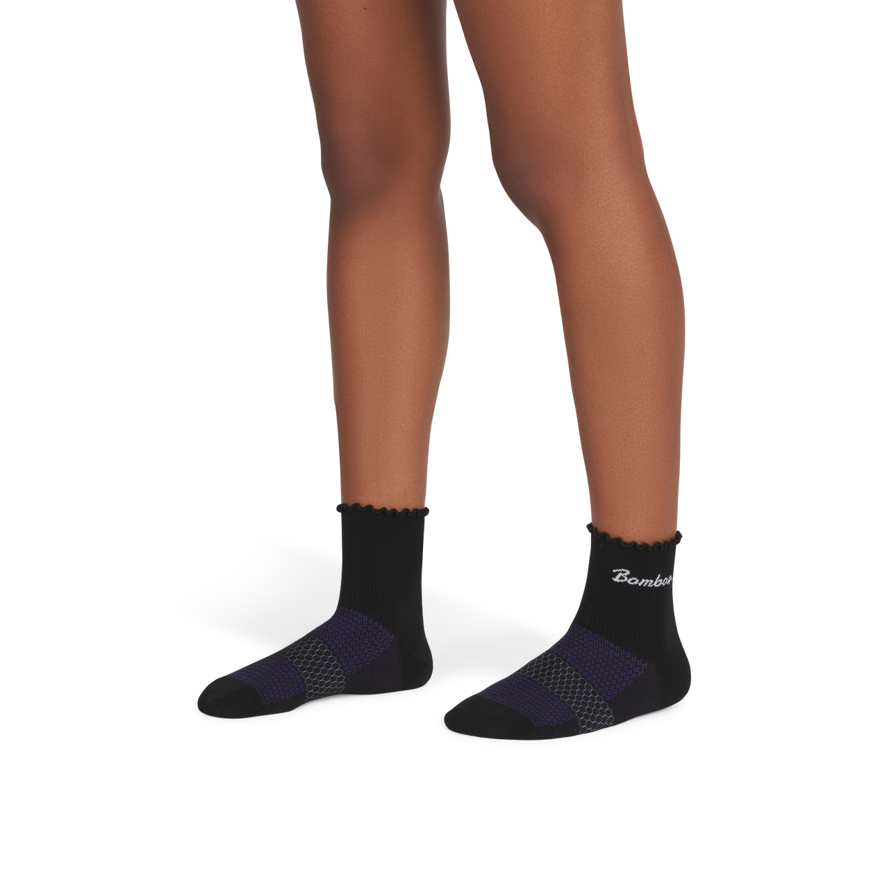 Ruffle Athletic Quarter Socks - black WO1 [9161]