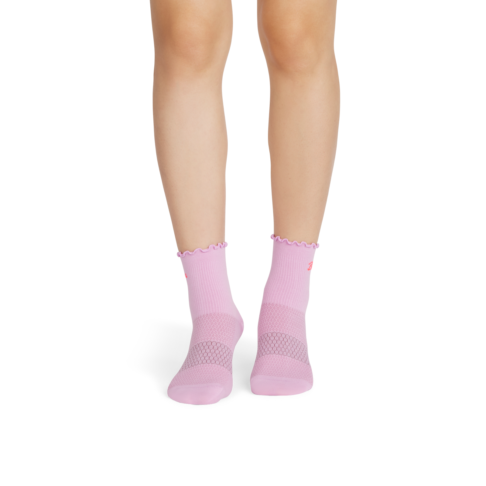Women’s Ruffle Athletic Quarter Socks - bliss pink WO1 [9161]