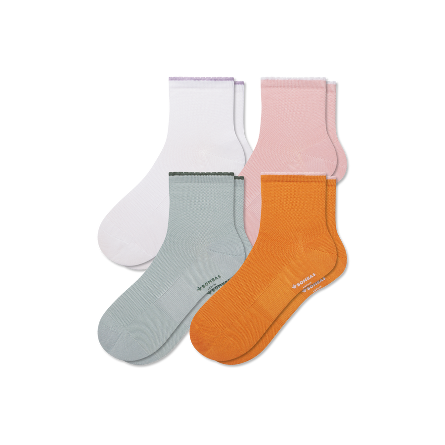 Women’s Scallop Cuff Quarter Sock 4-Pack - Cozy Trail Wear