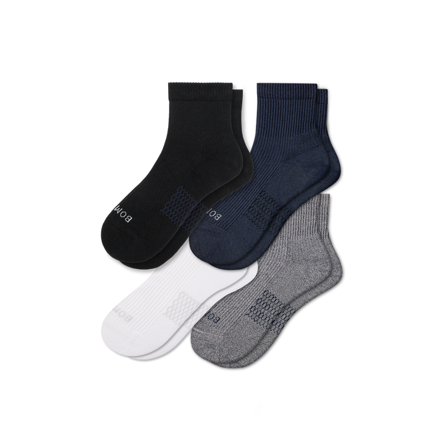 Men's Modern Rib Quarter Sock 4-Pack - Cushion Weekend Fit