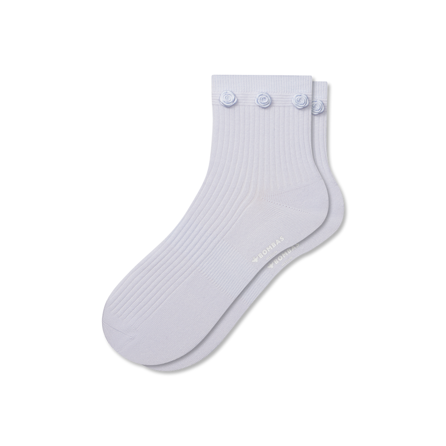 Women's Rosette True Rib Quarter Socks - Comfort Ankle Cushion