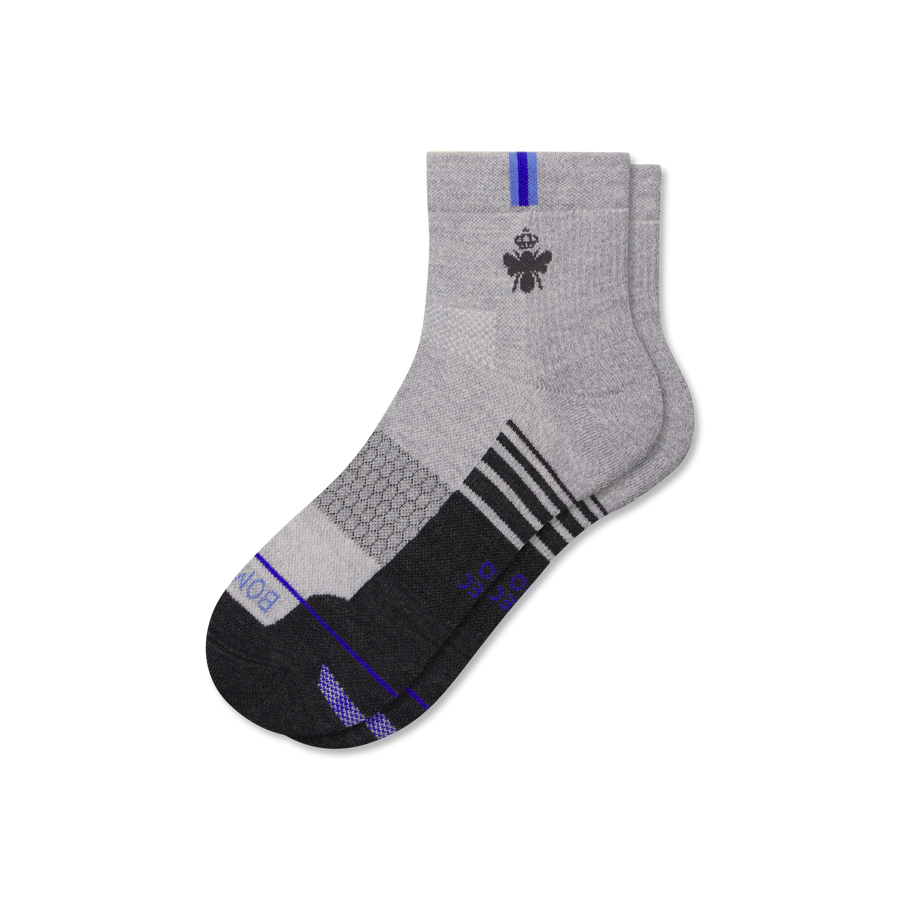 Men's Merino Wool Blend Run Quarter Socks - Light Lounge Pair