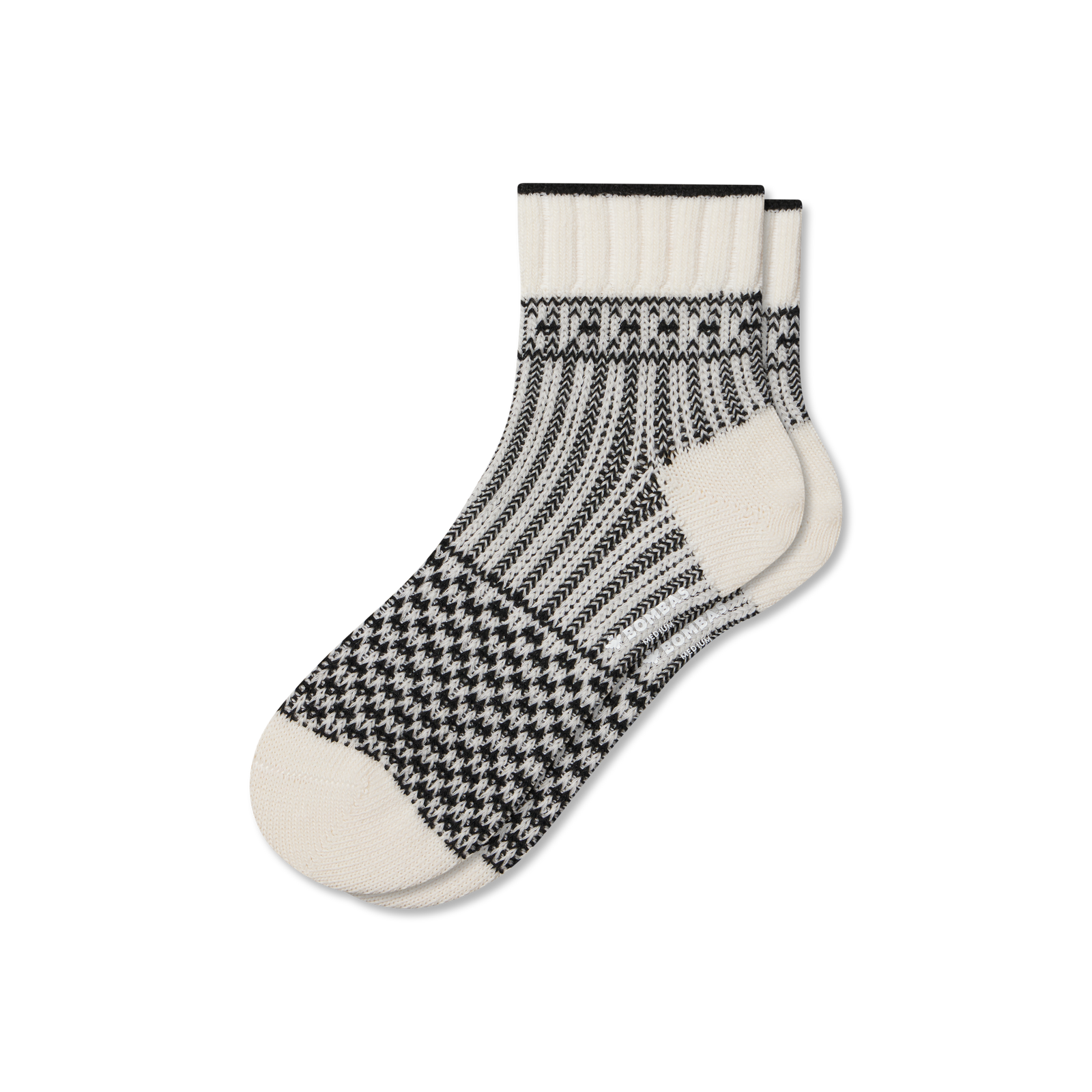 Merino Wool Blend Sweater Socks - Black Ivory L [9791]