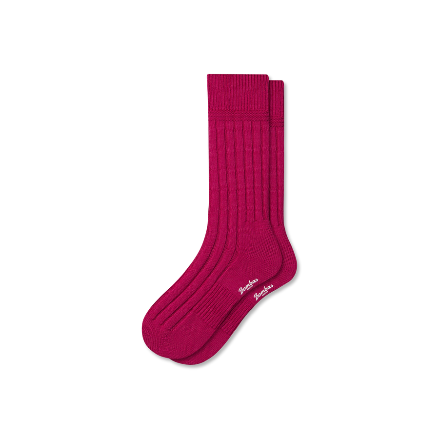 Women's Merino Cashmere Blend Rib Calf Socks - Breathable Studio Support