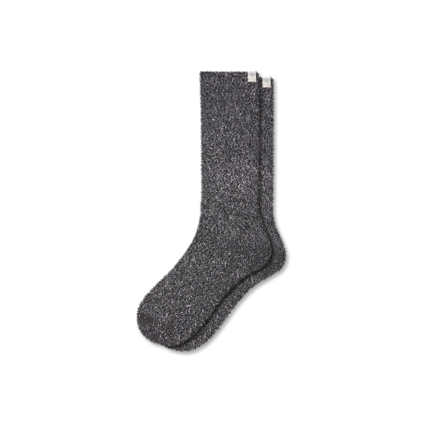 Women's Fuzzy Socks - Black Sparkle L [9849]