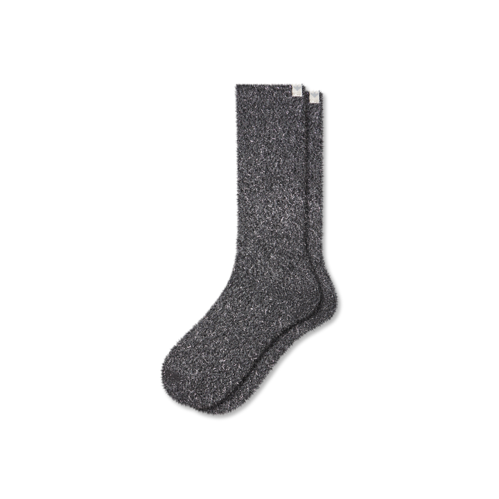 Women's Fuzzy Socks - Black Sparkle L [9849]