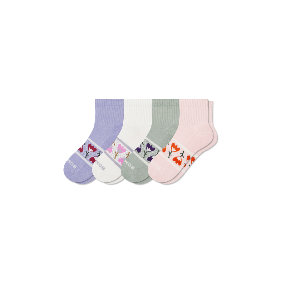 Women's Garden Party Quarter Sock 4-Pack - Smooth Lounge Support