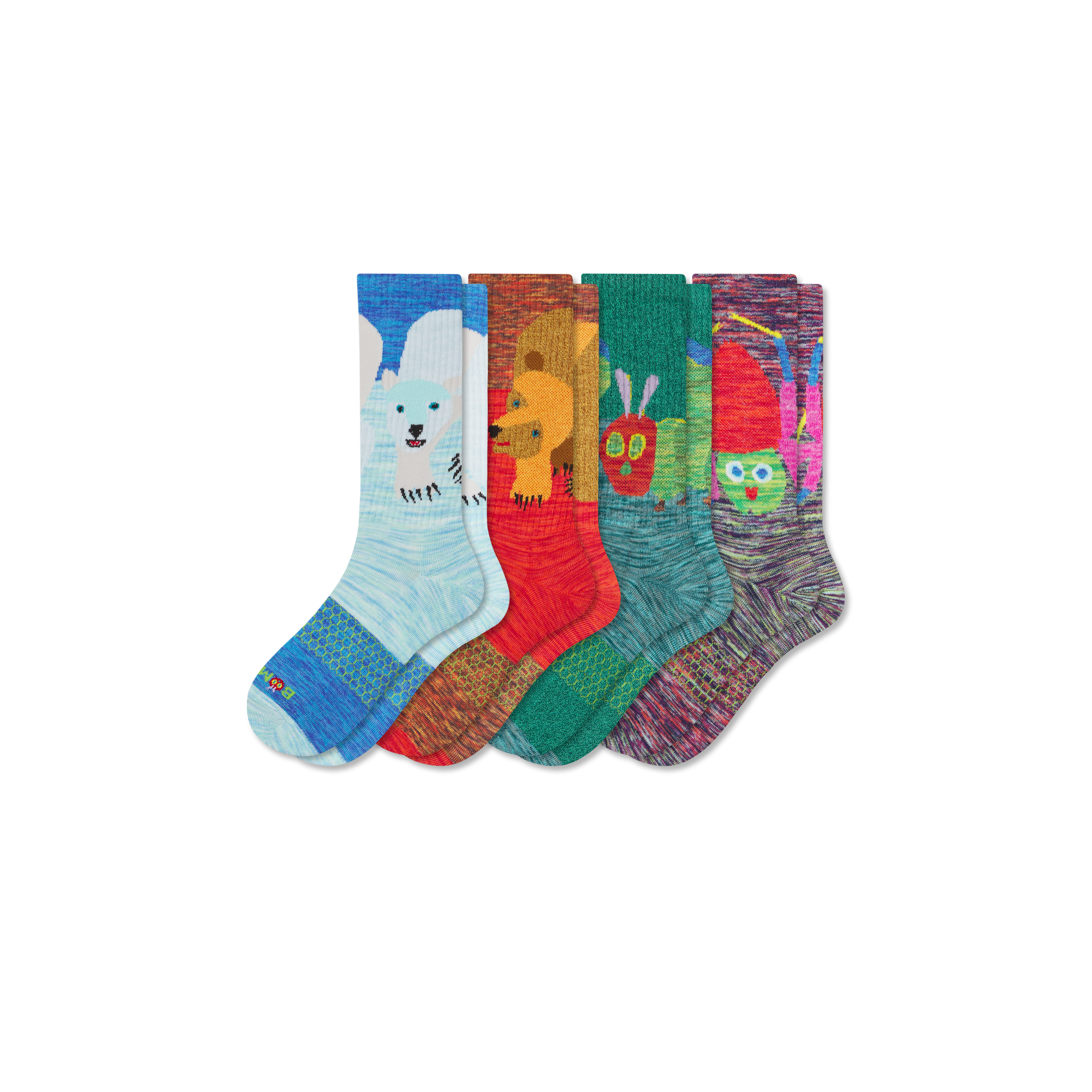 Adult Eric Carle Calf Sock 4-Pack -critter mix L [9870]