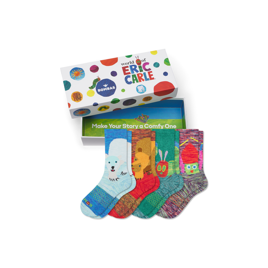 Youth Eric Carle Calf Sock 4-Pack Gift Box - Easy Packing