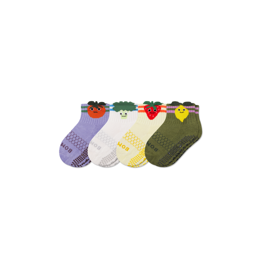 Toddler Fruits & Veggies Calf Sock 4-Pack - Easy Recovery Cushion