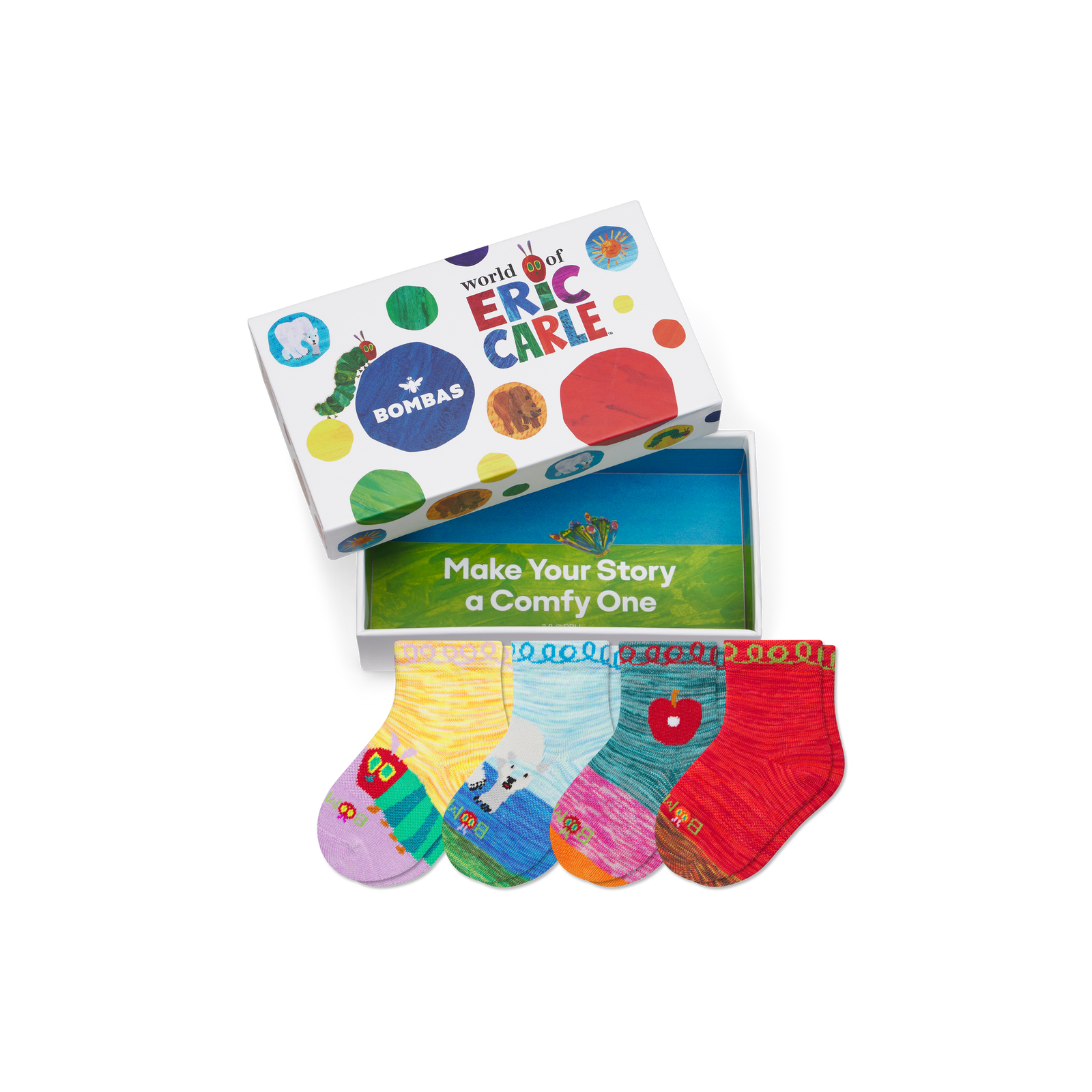 Toddler Eric Carle Lightweight Calf Sock 4-Pack Gift Box - critter mix L [9894]