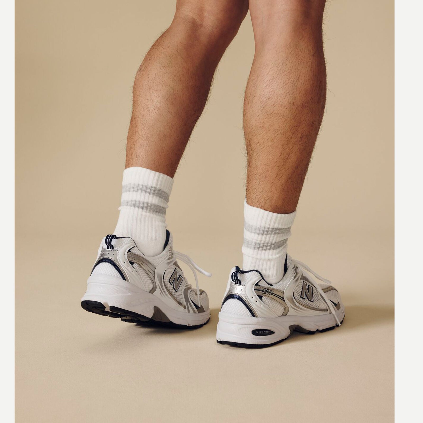 Men's Vintage Stripes Half Calf Socks - Grey MO1 [Lifestyle]