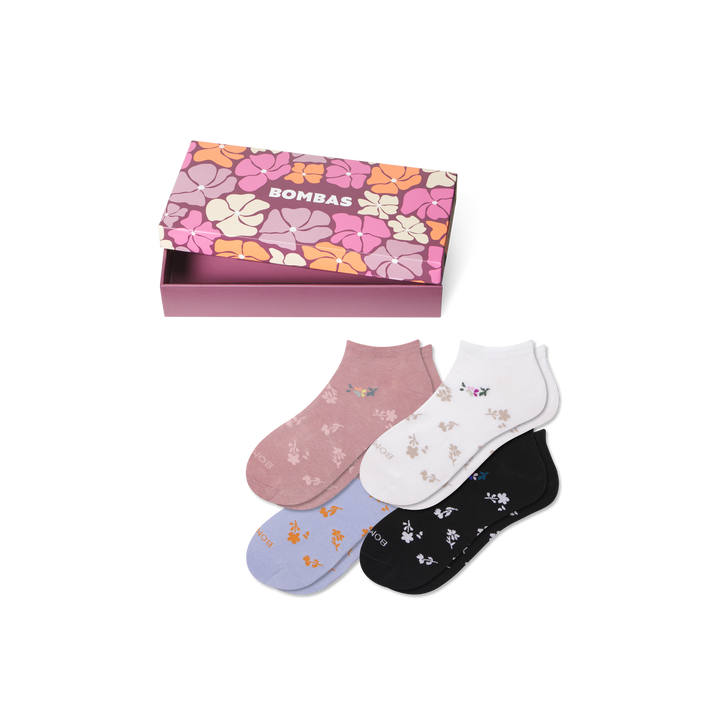 Mother’s Day Lightweight Ankle Sock 4-Pack Gift Box - Floral Mix L [9228]