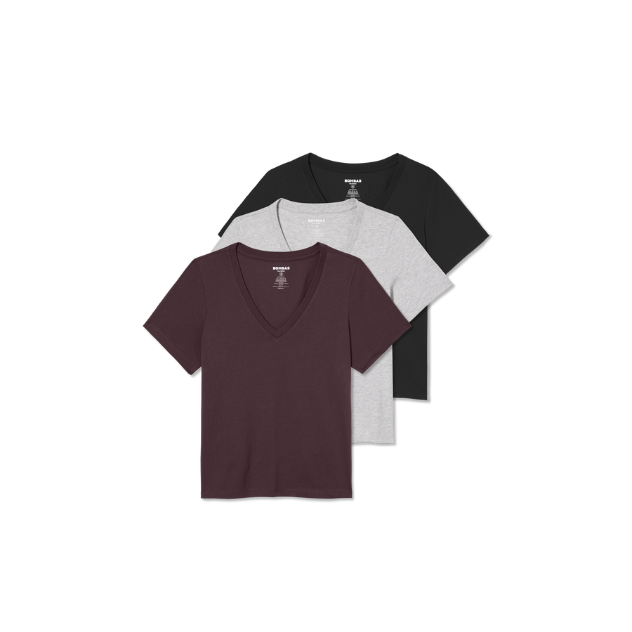 Women's Pima Cotton V-Neck T-Shirt 3-Pack - Travel Layer