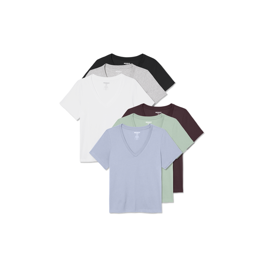 Women's Pima Cotton V-Neck T-Shirt 6-Pack - Relaxed Fit