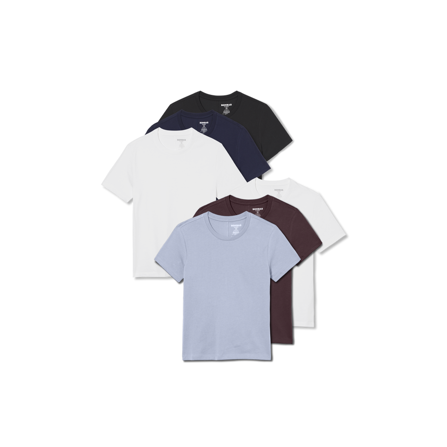 Women's Pima Cotton Slim Crew Neck T-Shirt 6-Pack - Daily Layer