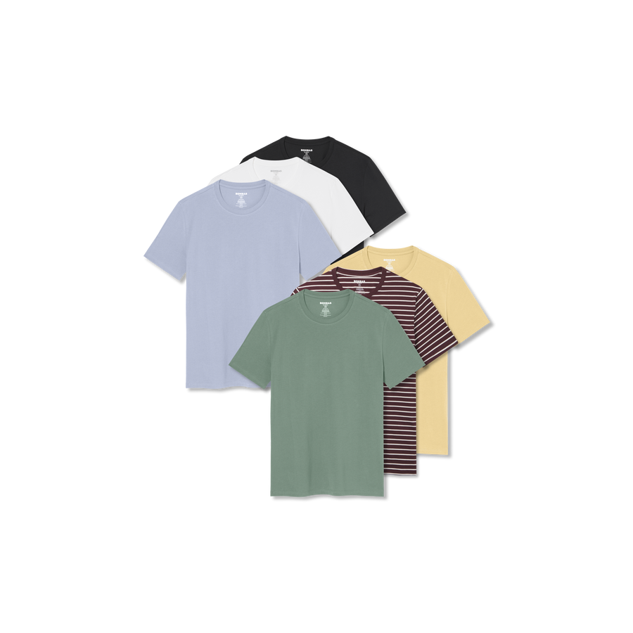 Men's Pima Cotton Crew Neck T-Shirt 6-Pack - Premium Comfort