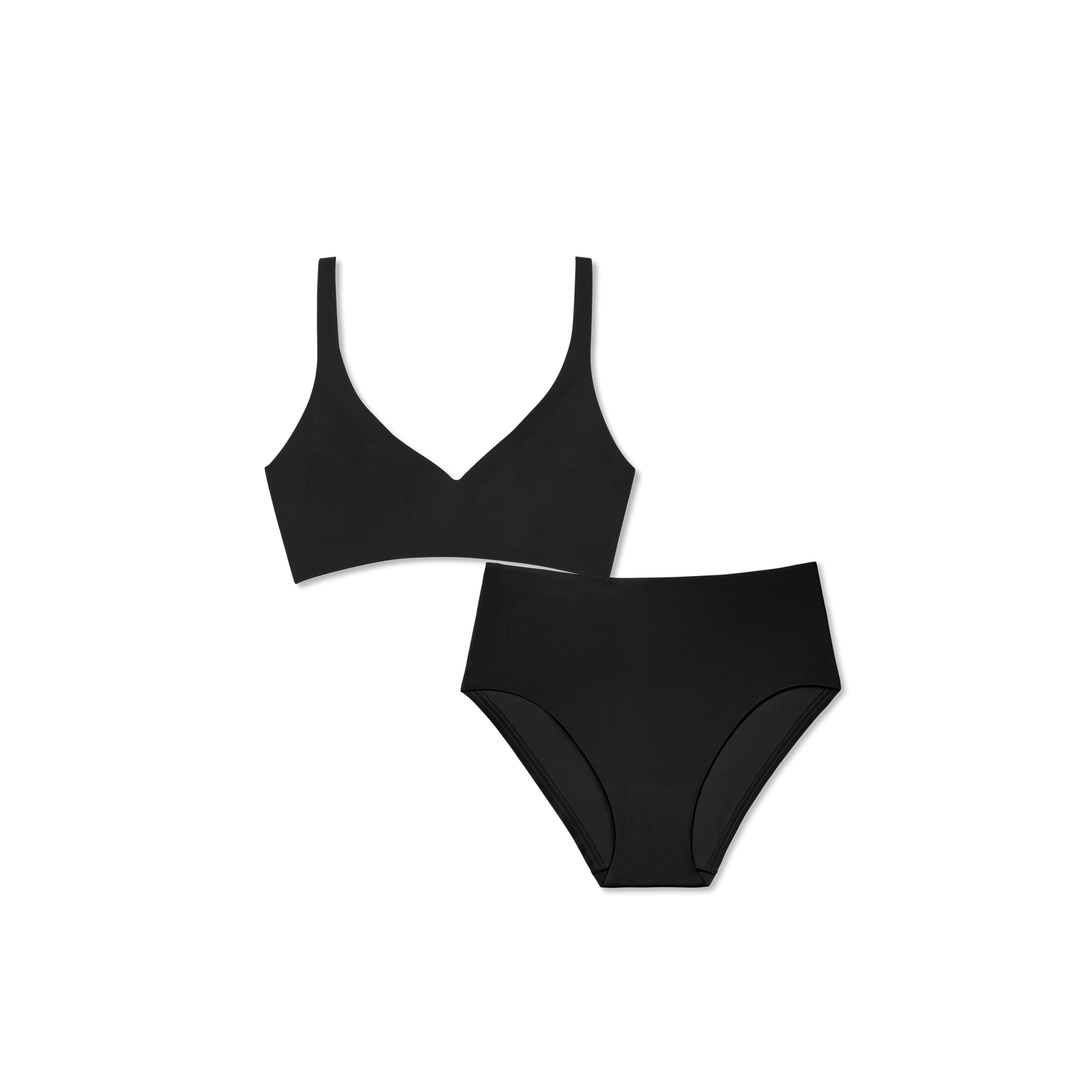 Women’s No Show Plunge Bralette + Hipster - Black