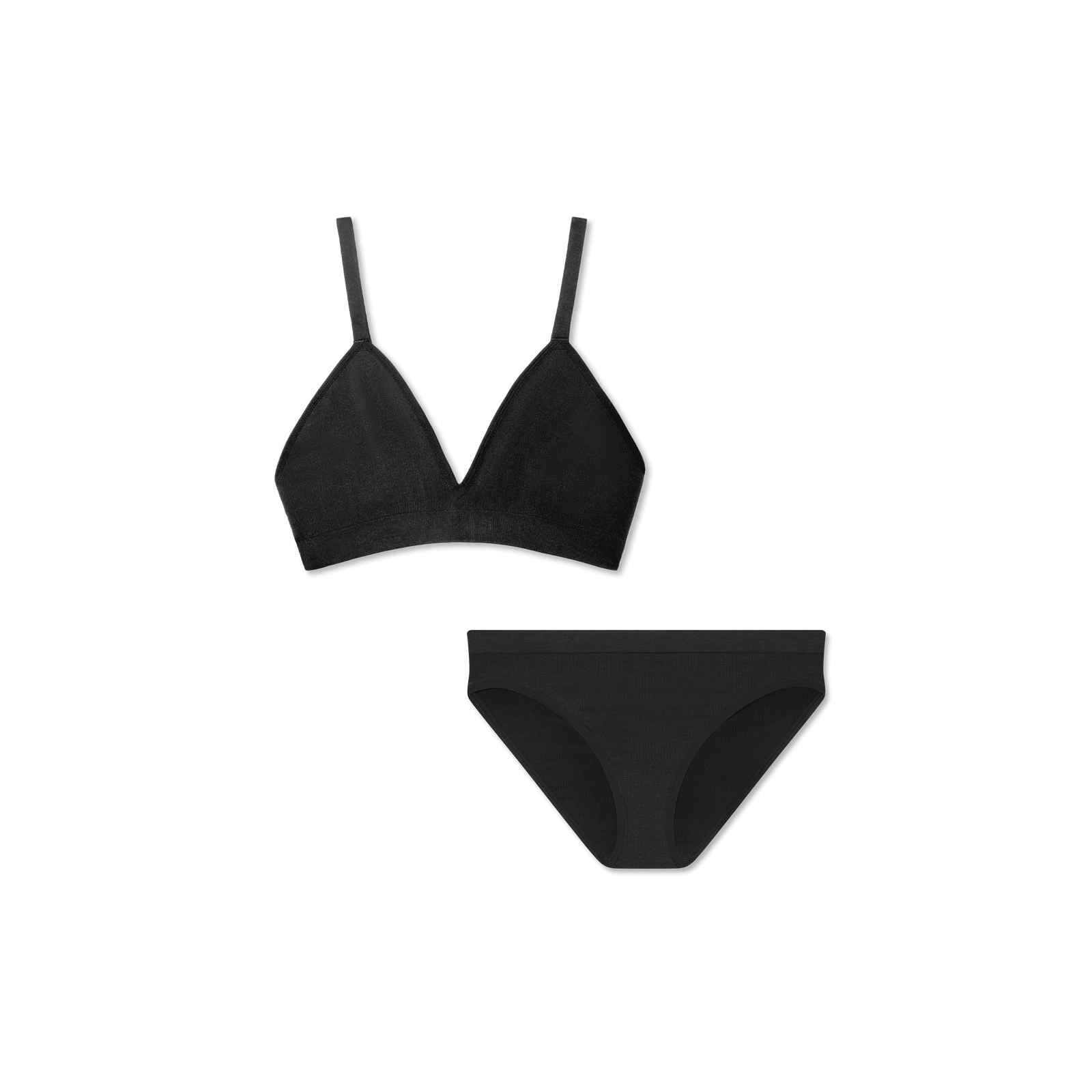 Women's Seamless Triangle Bralette + Bikini - Black L