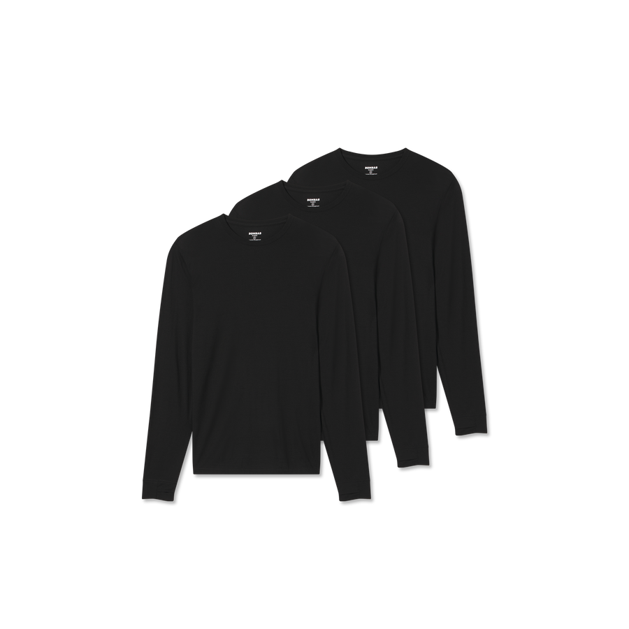Men's Merino Wool Blend Crew Neck Long Sleeve T-Shirt 3-Pack - Steady Race Move