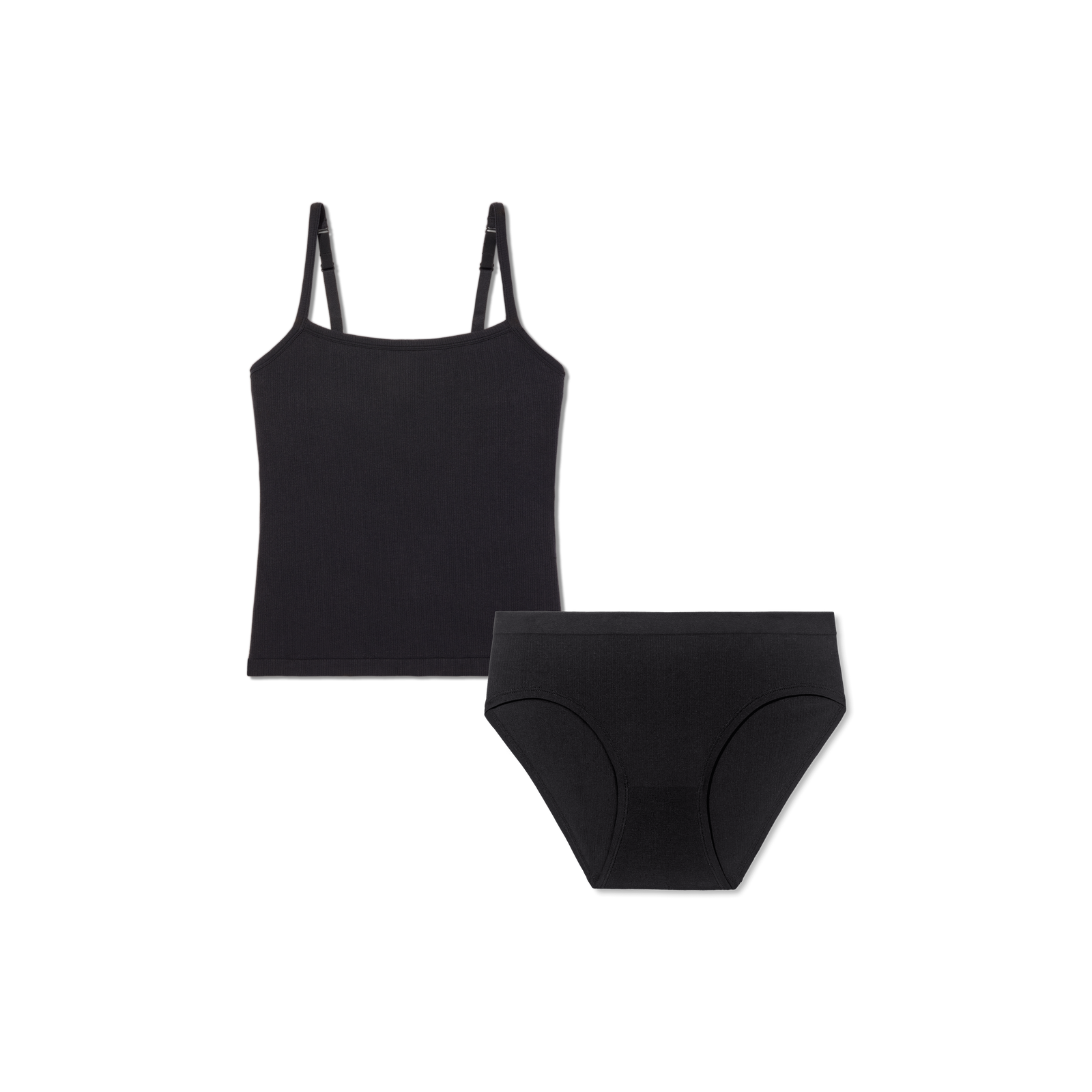 Women's Built-In Bra Seamless Cami + Brief Pack - Black L