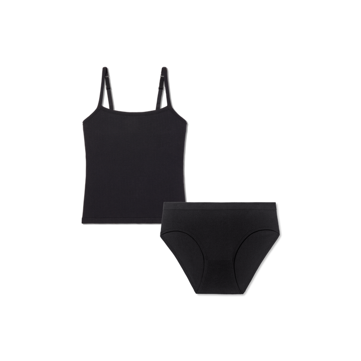 Women's Built-In Bra Seamless Cami + Brief Pack - Black L