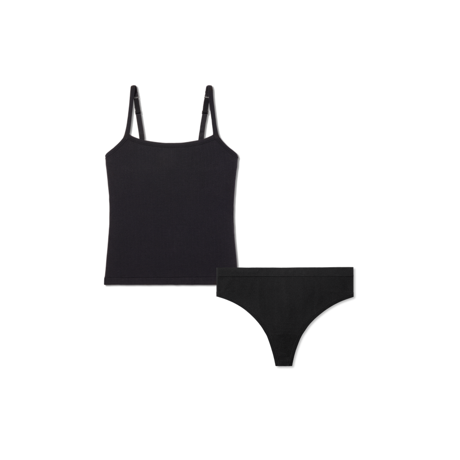 Women's Built-In Bra Seamless Cami + Thong Pack - Gentle Everyday Support