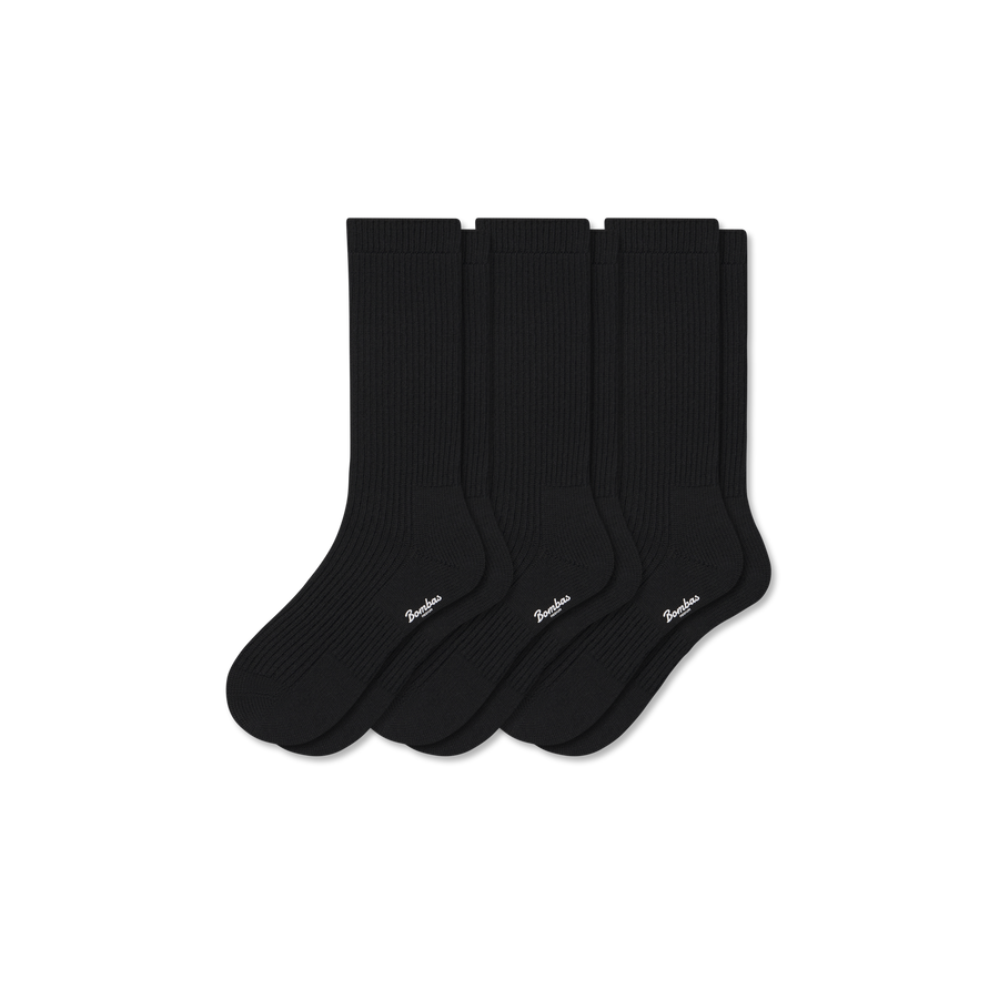 Men's Merino Cashmere Blend Fine Rib Calf Sock 3-Pack - Studio Run Move