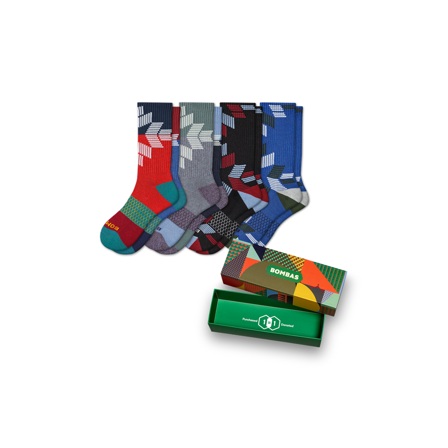 Men's Snowflake Calf Sock 4-Pack Gift Box - Family Gift Wrap