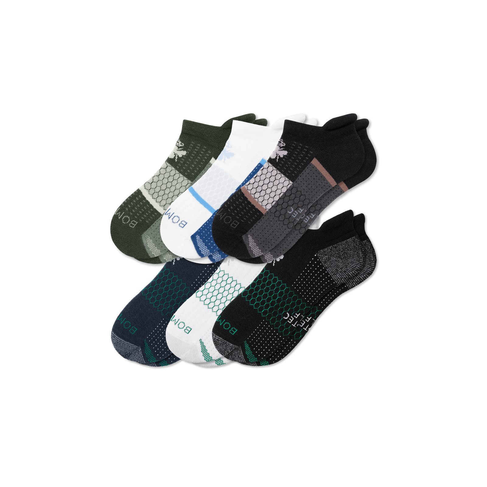 Men's Golf Ankle Sock 6-Pack - Black Olive Multi Mix