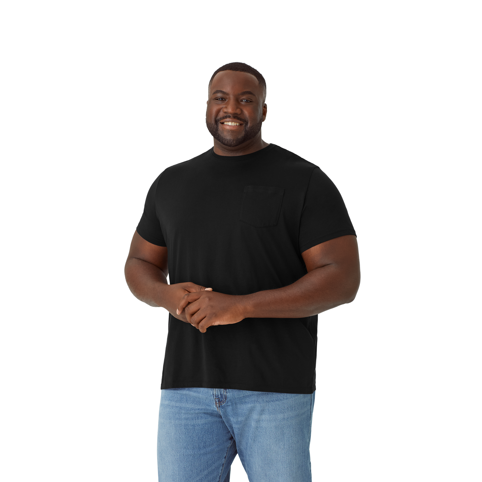 Pima Cotton Pocket Crew Neck T-Shirt Black MO1