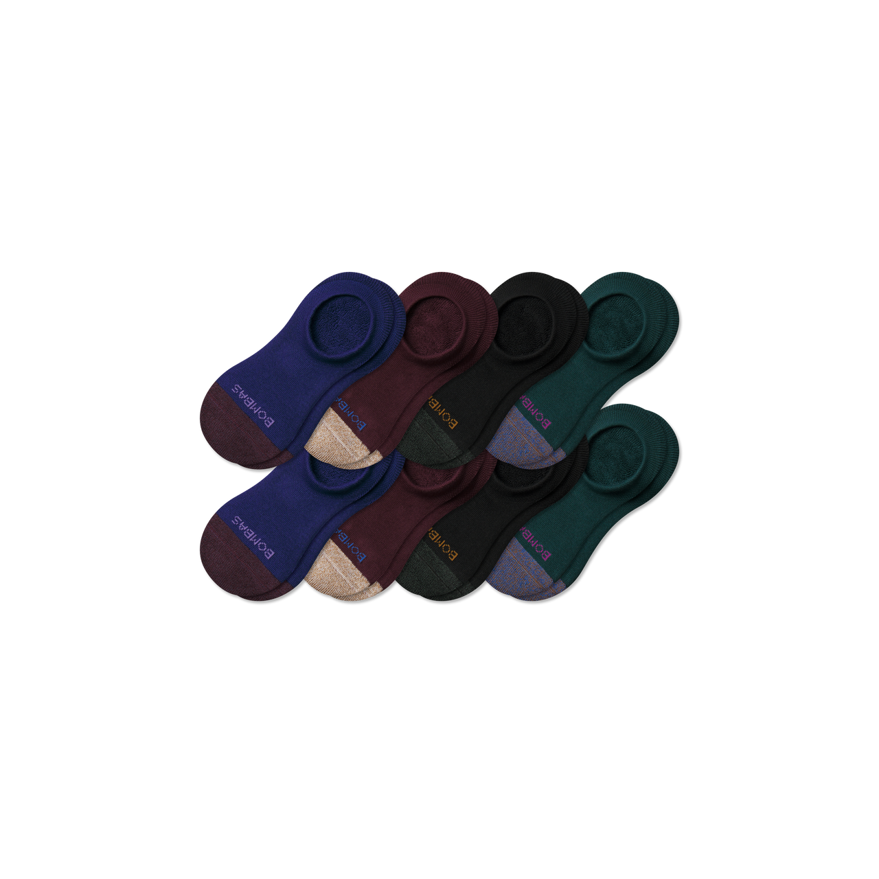 Cushioned No Show Sock 8-Pack - Black Pine Mix L