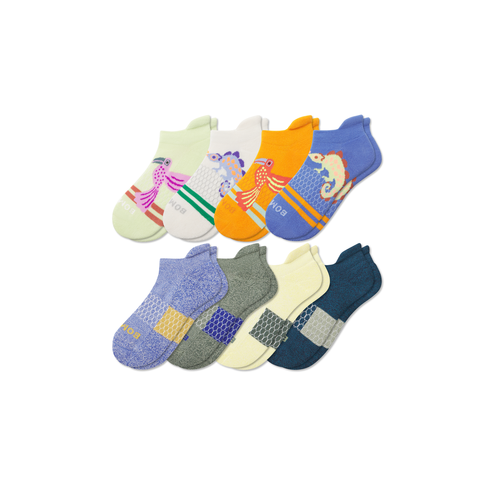 Youth Ankle Sock 8-Pack - Blue Sage Jungle Mix L