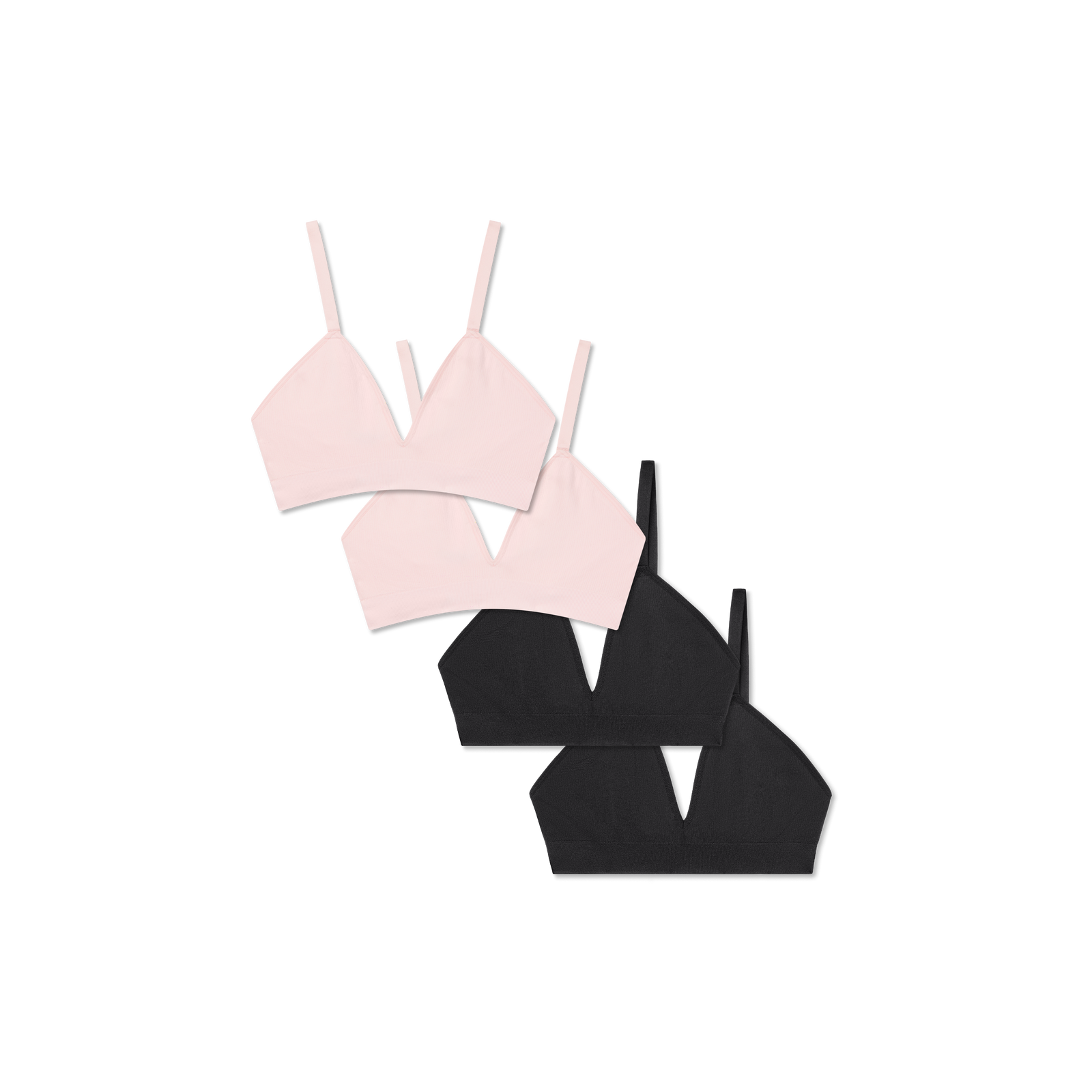 Women's Seamless Triangle Bralette 4-Pack - Blush Black Pack L