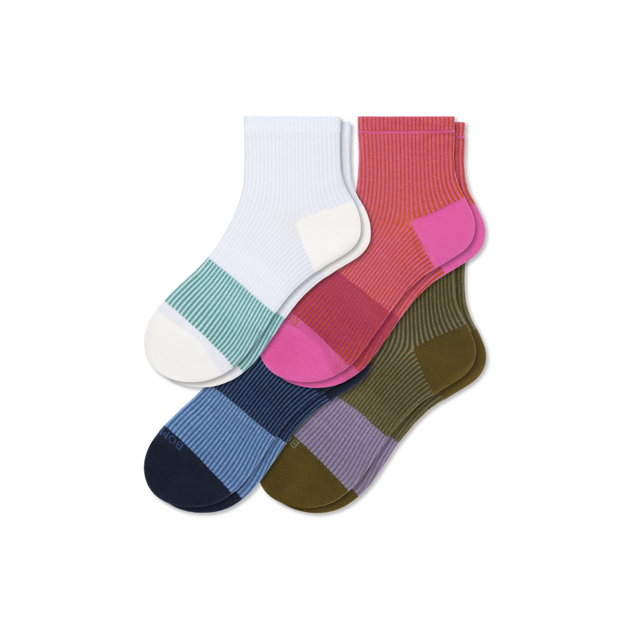 Women’s Lightweight Stripe Quarter Sock 4-Pack - Run Recovery Move