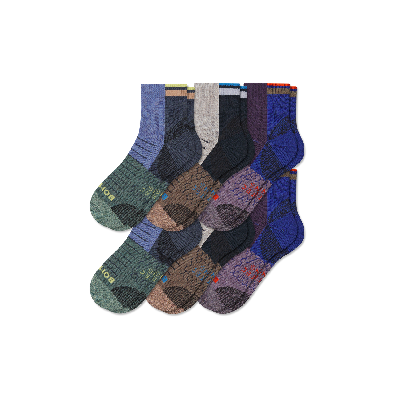 Hiking Quarter Sock 6-Pack - Botanic Blue Mix L
